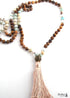 Boho Necklace, RH Amazonite Jasper, Lariat Silver Ball Green Brown Natural Stone